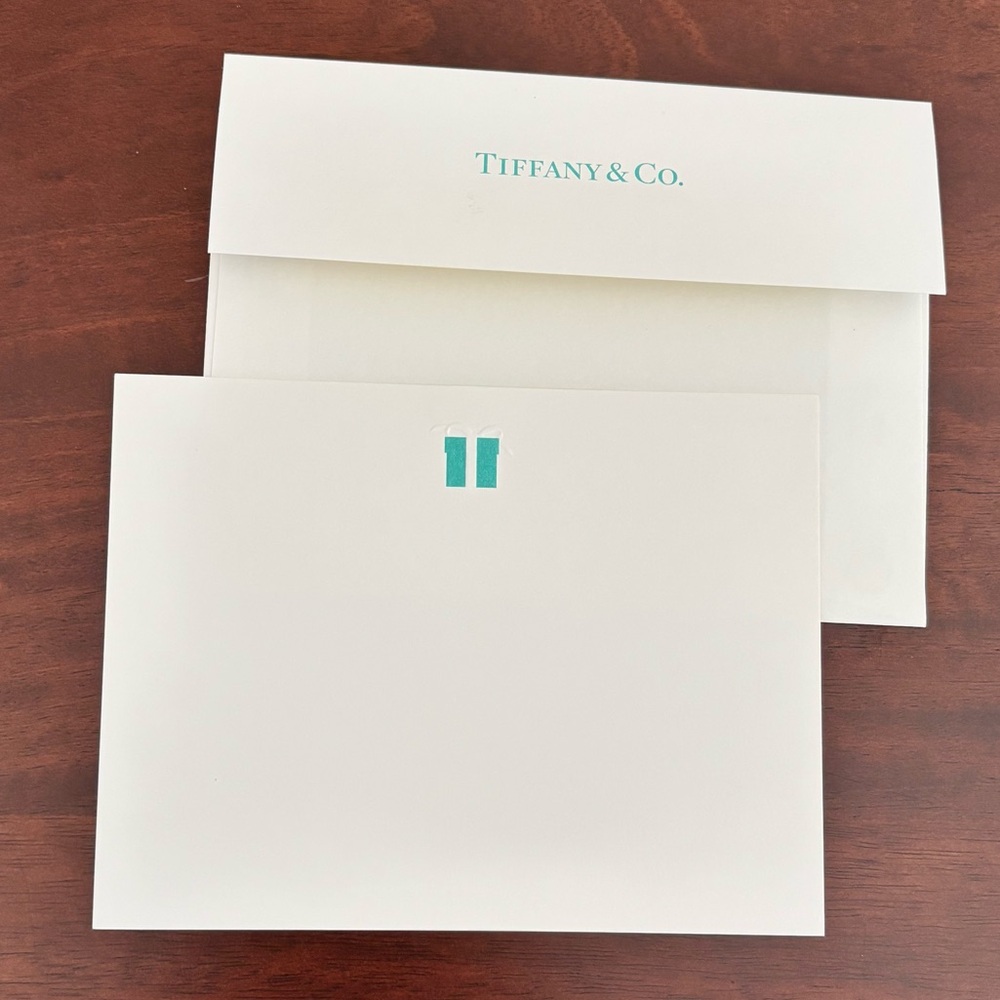 Tiffany & Co. White Note Cards with Tiffany Emblem & Blue Box Logo